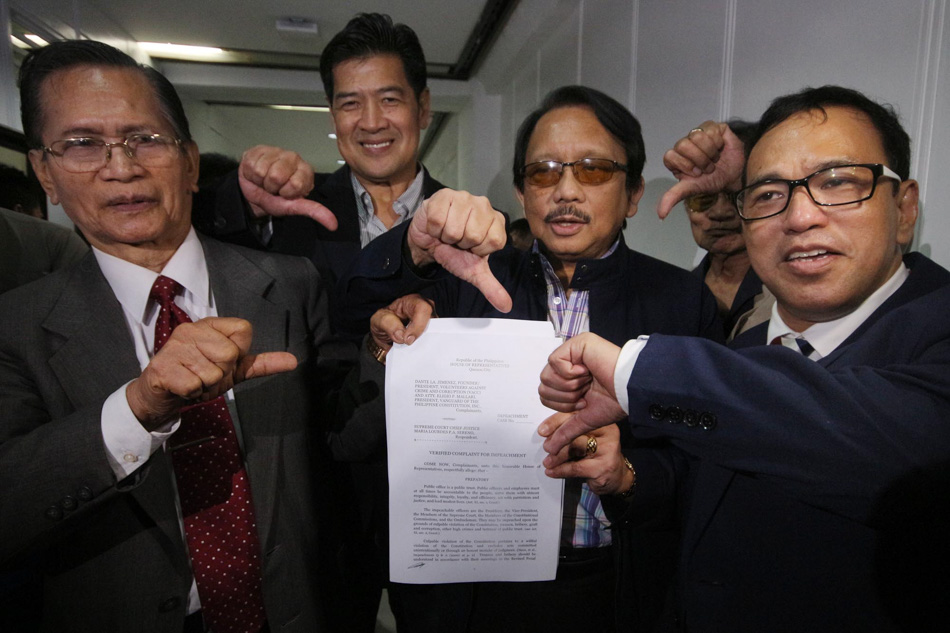 Impeachment raps filed vs Chief Justice Sereno Impeachment raps filed vs Chief Justice Sereno