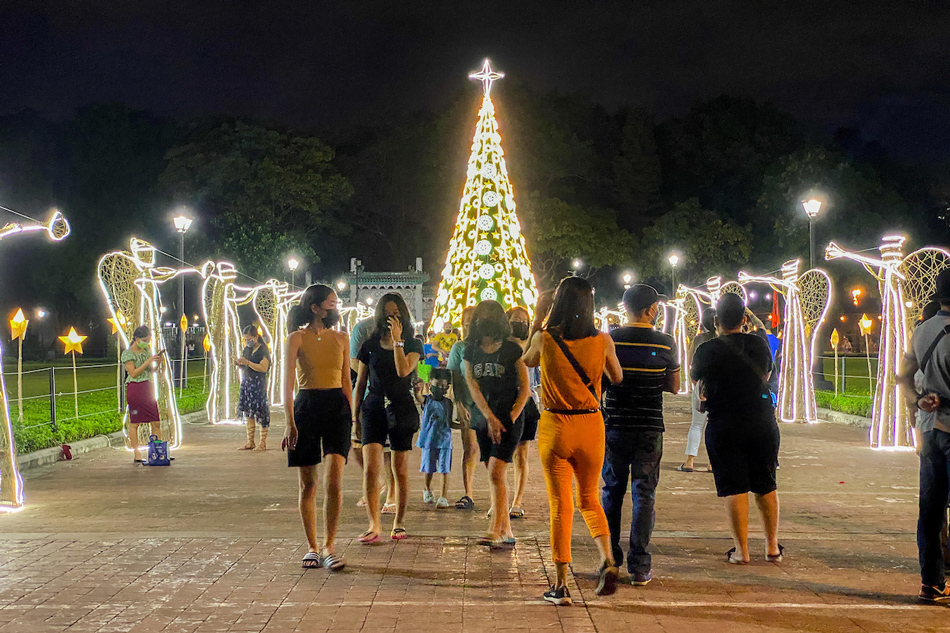People visit Rizal Park in Manila lit with Christmas displays on Nov. 26, 2021. Jonathan Cellona, ABS-CBN News