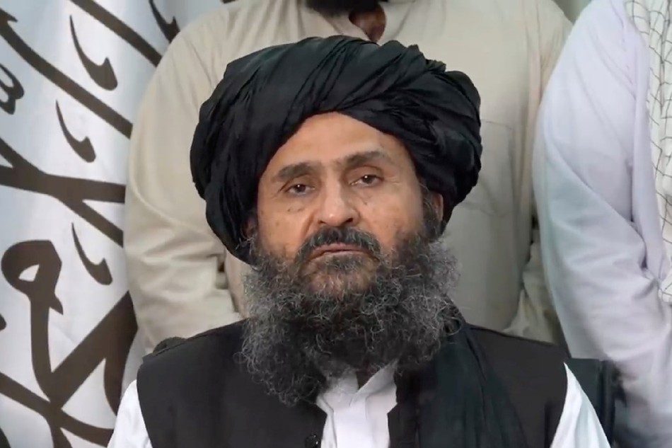 Mullah Baradar Akhund, a senior official of the Taliban, makes a video statement, in a still image taken from a video recorded in an unidentified location and released on August 16, 2021. Social Media/via Reuters