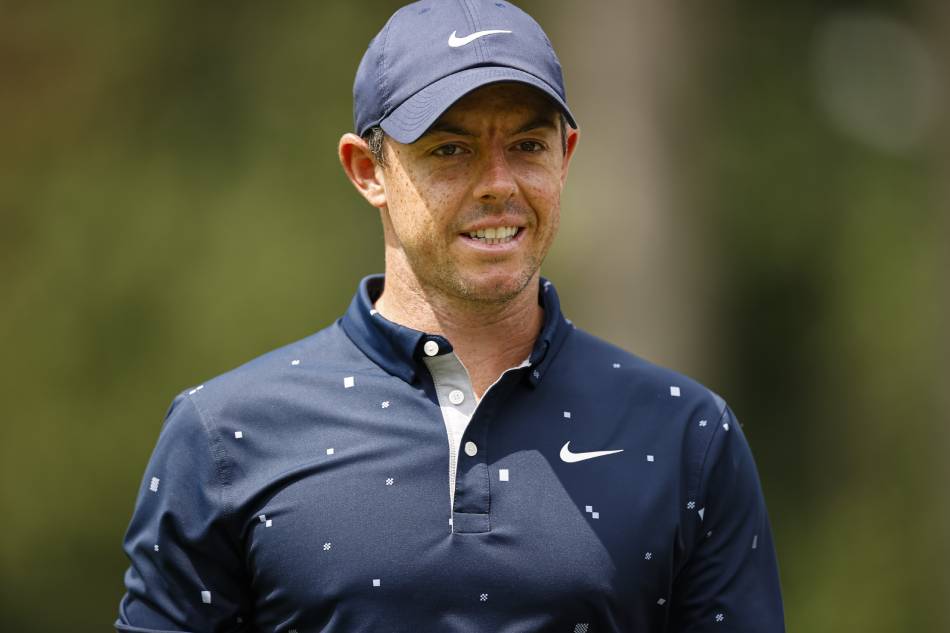 Rory McIlroy reacts after making his putt on the first green during the third round of the BMW Championship golf tournament. Scott Taetsch, USA TODAY Sports/Reuters.