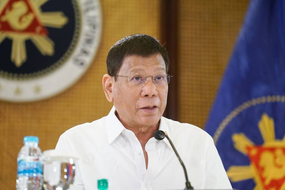 President Rodrigo Duterte gives a public statement after holding a meeting with the Inter-Agency Task Force on the Emerging Infectious Diseases (IATF-EID) core members at the Malacañang Palace on Sept. 13, 2021. King Rodriguez, Presidential Photo