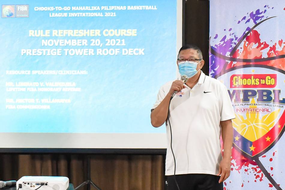 Liberato Valenzuela was the resource speaker for the FIBA refresher course for MPBL referees. Handout photo.