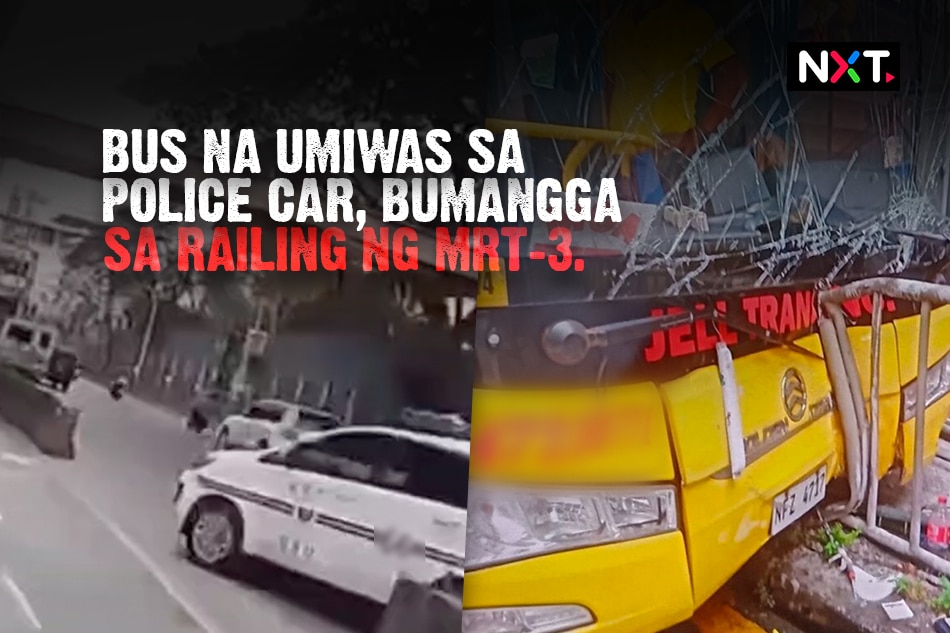 Bus Na Umiwas Sa Police Car Bumangga Sa Railing Abs Cbn News