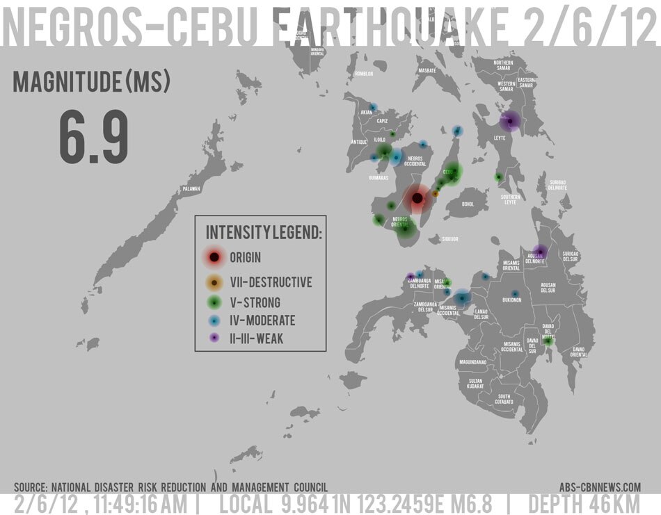 INFOGRAPHIC: Map showing 6.9 earthquake in the Visayas 3