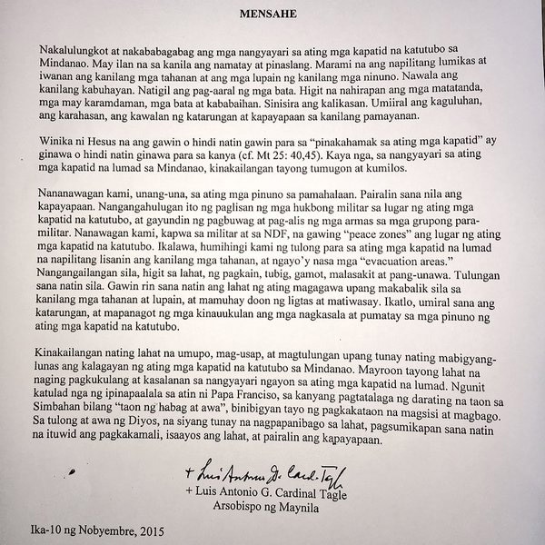 Manila archbishop visits lumad | ABS-CBN News