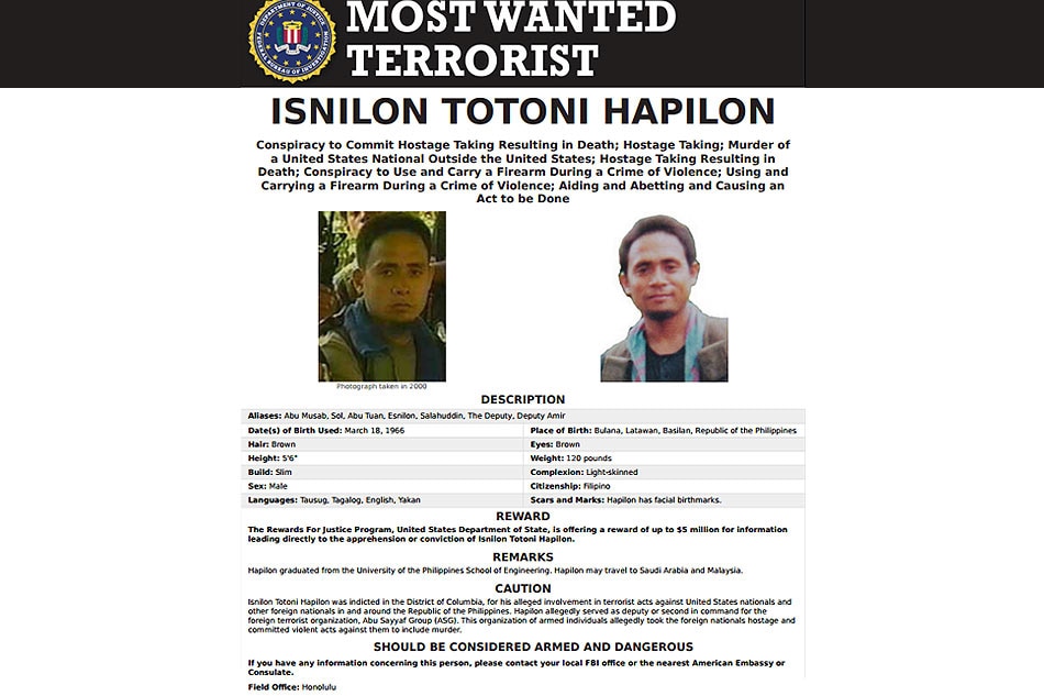 Top terrorist leader Isnilon Hapilon injured in military offensive in Lanao 1