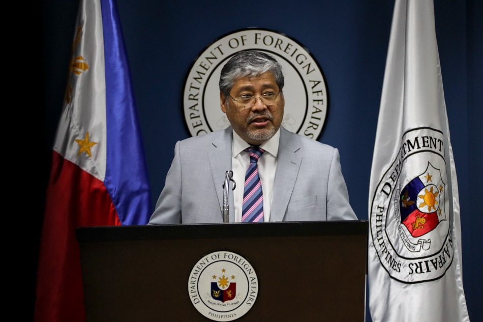 DFA's Enrique Manalo holds a short briefing at the Foreign Affairs headquarters in Manila. Jonathan Cellona, ABS-CBN News/File