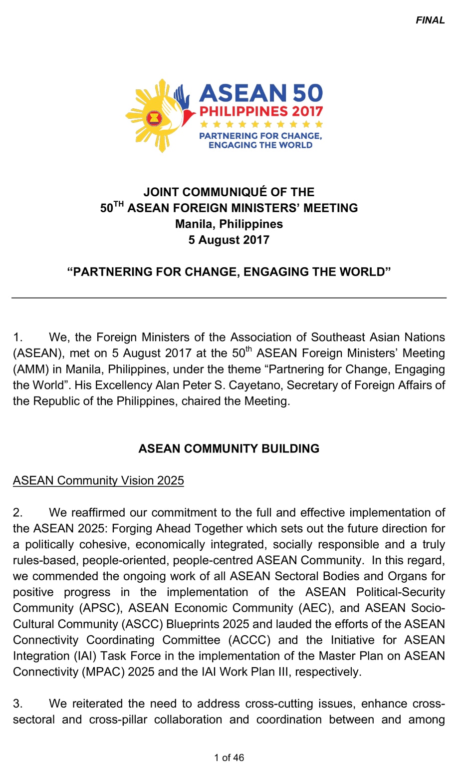 READ: 50th ASEAN Foreign Ministers Meeting Joint Communique 2