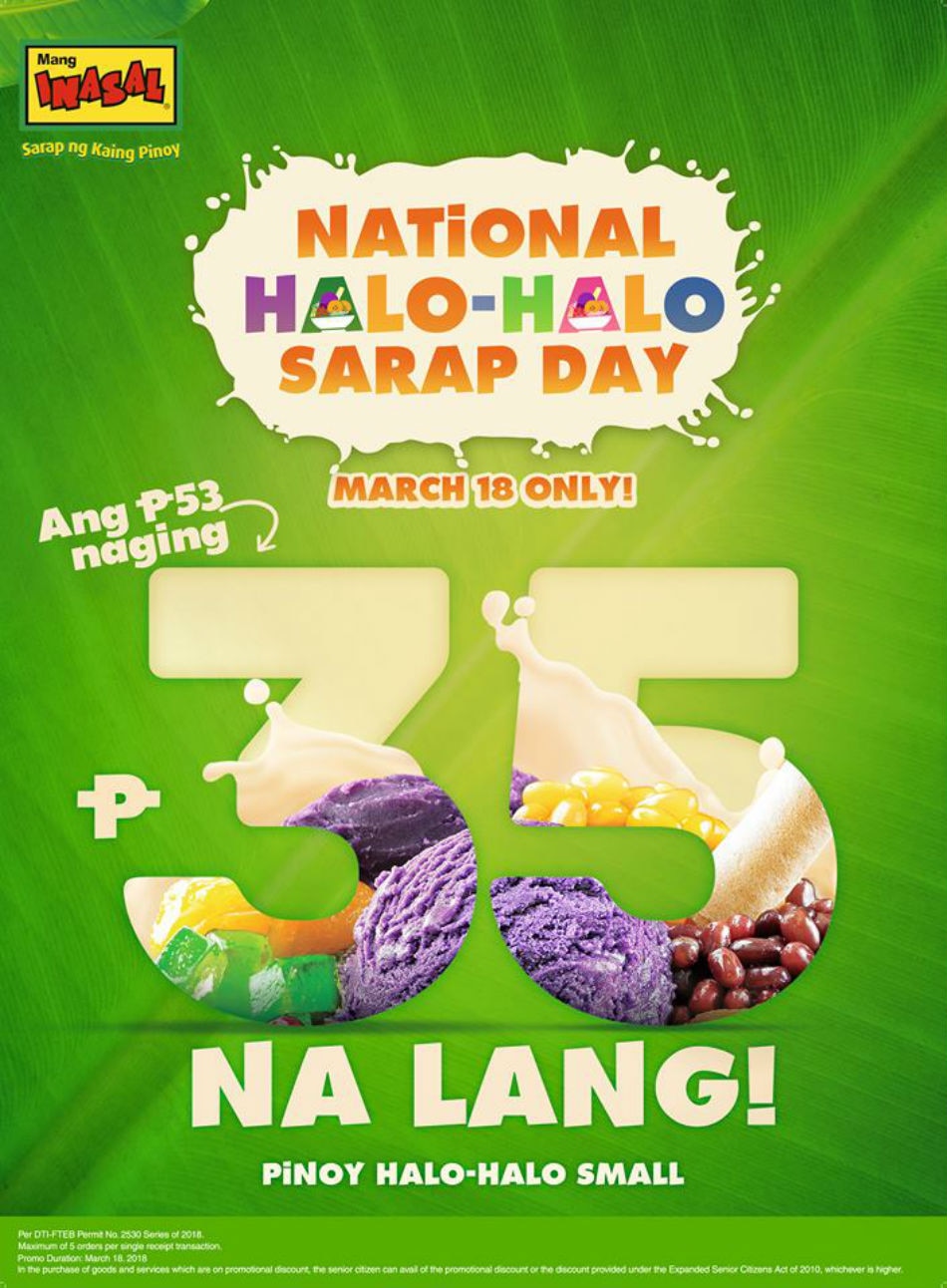 Mang Inasal to give sweet discounts in celebration of HaloHalo Day
