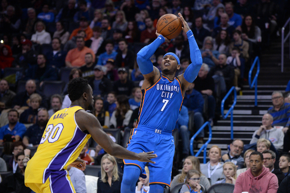 Adams, Thunder dominate the glass to cruise to win over Lakers