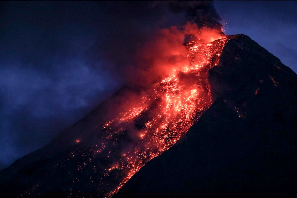 Mayon Volcano Spews Lava Fountain Ash Plume Anew Abs Cbn News