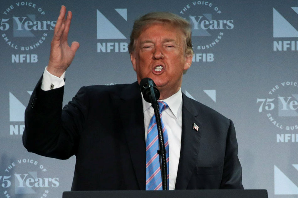 US President Donald Trump delivers remarks to the National Federation of Independent Businesses in Washington US Tuesday. Jonathan Ernst Reuters