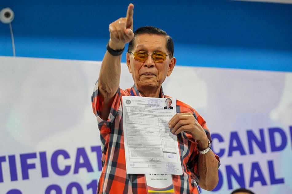 Enrile hopes to live until 110, shows he&#39;s fit enough for fresh Senate bid 1
