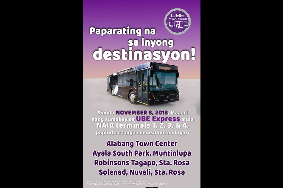 Alabang, Sta. Rosa to NAIA P2P bus trips to start Nov. 8