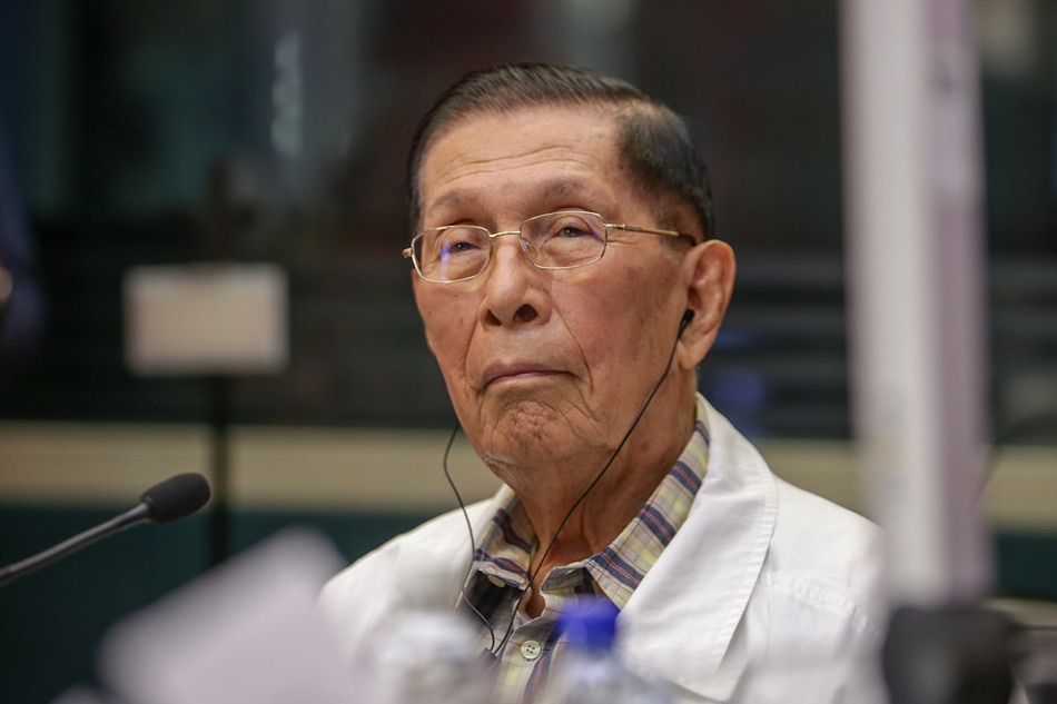 Juan Ponce Enrile at the DZMM Senatorial interviews at the ABS-CBN News headquarters, November 27, 2018. Jonathan Cellona, ABS-CBN News/file