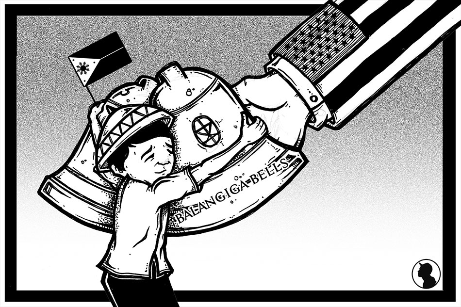 Image result for editorial cartoon pinoy balangiga bells