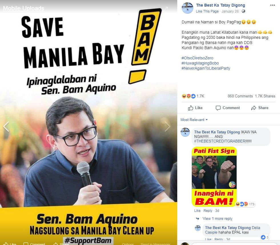FACT CHECK: No, this campaign material does not show an opposition senator taking credit for a Manila Bay cleanup 1