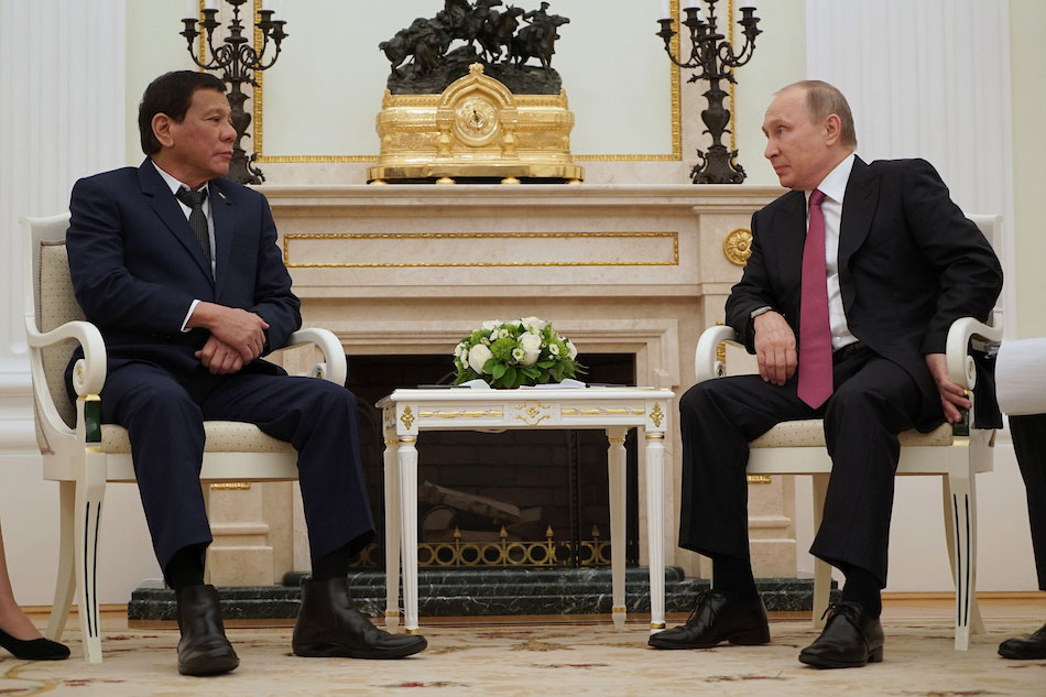 President Rodrigo Duterte meets with Russian Federation President Vladimir Putin at the Kremlin in Moscow on May 24, 2017. Malacañang Photo/file