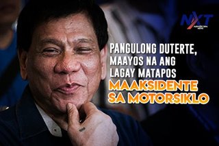 Pangulong Duterte, maayos ang lagay matapos maaksidente sa motorsiklo