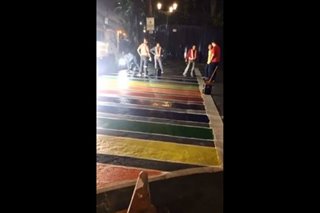 Manila shows LGBT community love with rainbow pedestrian lane