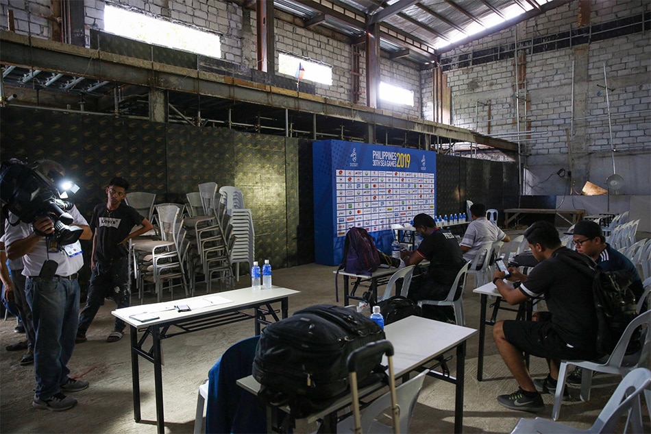 Unfinished hall: SEA Games men's football press conference