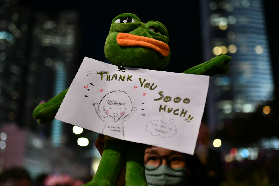 Pepe and protest pig: Internet memes come to life at Hong Kong rally 1