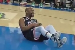 WATCH: Floyd gets knocked down with a nasty crossover