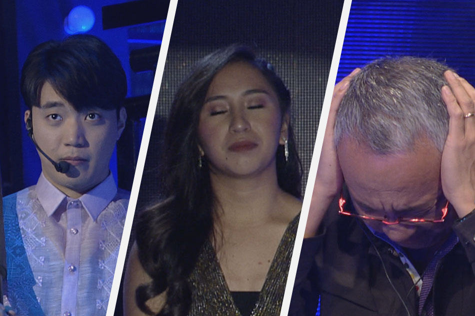 Ryan Bang waiting for a gong signal . Shantal Cuizon praying for a miracle. Louie Ocampo wishing he did not judge this segment.