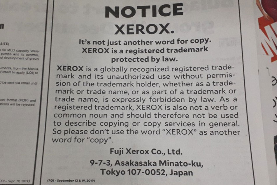 Stop Using Xerox When You Mean Copy Japanese Firm Tells