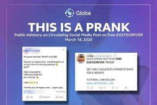 Globe warns users against viral free internet 'prank' during COVID-19 lockdown