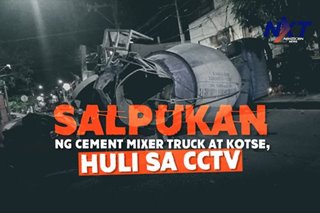 Salpukan ng cement mixer truck at kotse, huli sa CCTV
