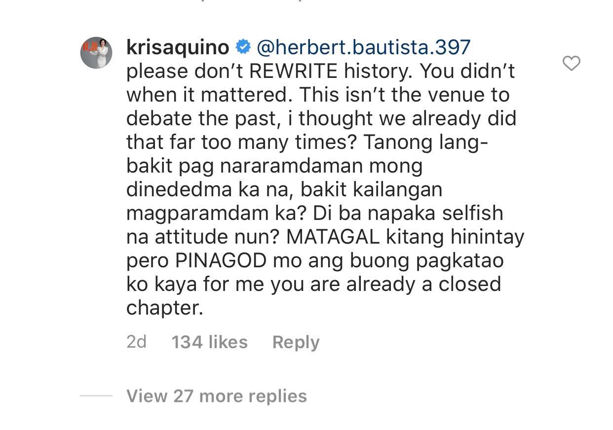 &#39;Matagal kitang hinintay&#39;: Kris Aquino tells Herbert Bautista not to rewrite history 2