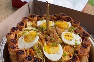 LOOK: Restaurant in Makati offers 'birthday cake' made of lumpia, pancit