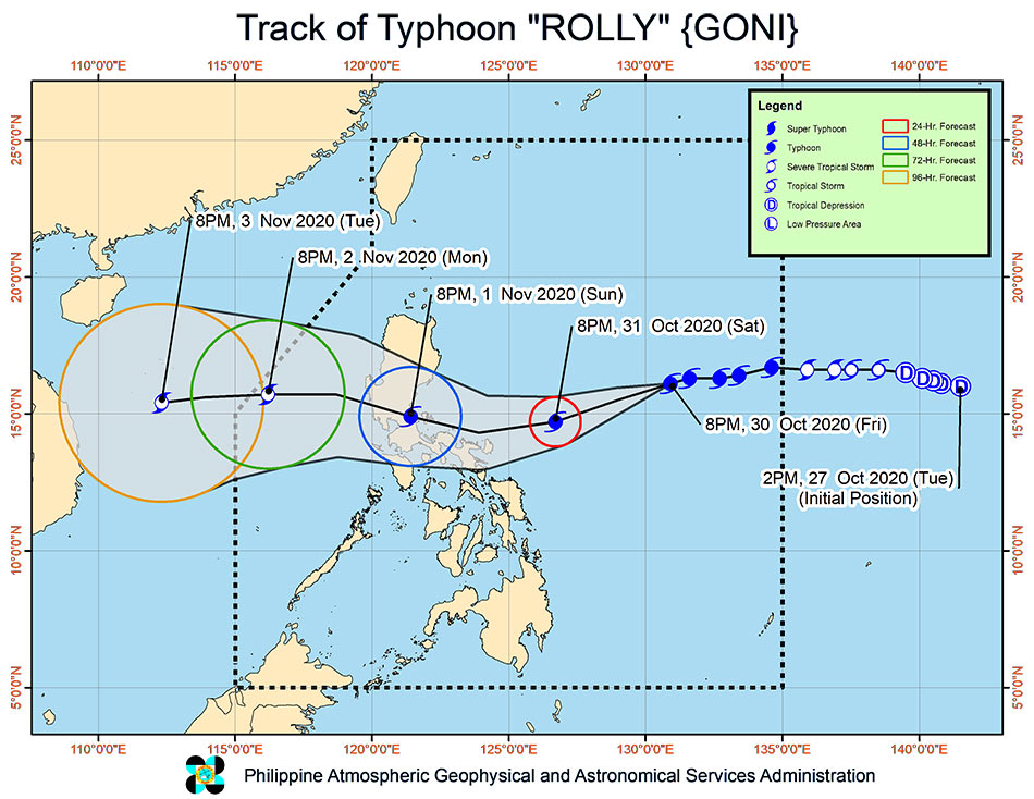 ‘Rolly’ nears super typhoon category; more areas under cyclone wind signal 2