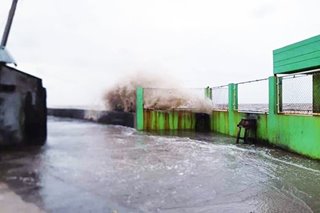 WATCH: Rolly-powered waves whip San Miguel Bay port in Camarines Sur