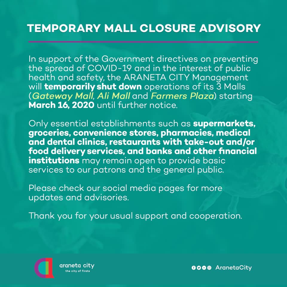 Malls in Metro Manila close temporarily for community quarantine 2