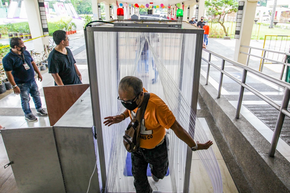 Disinfection booths set up at Quezon City Hall