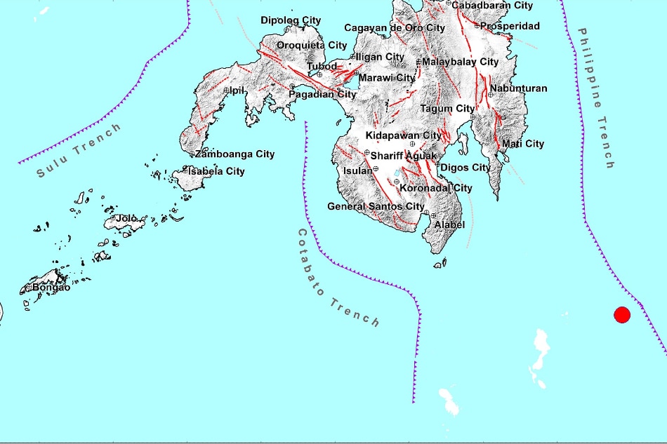 Undersea Quake Strikes Off Davao Occidental - West Valley Fault