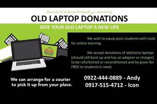 Grupo nangangalap ng pinaglumaang laptop para i-donate para sa e-learning