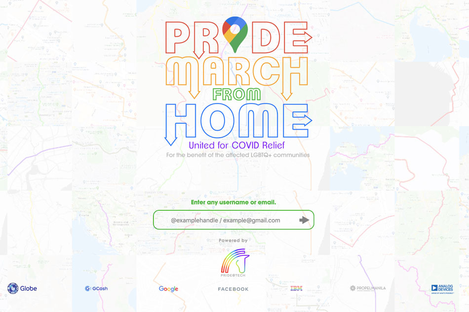 Virtual Pride March using Google Maps set on June 27 1