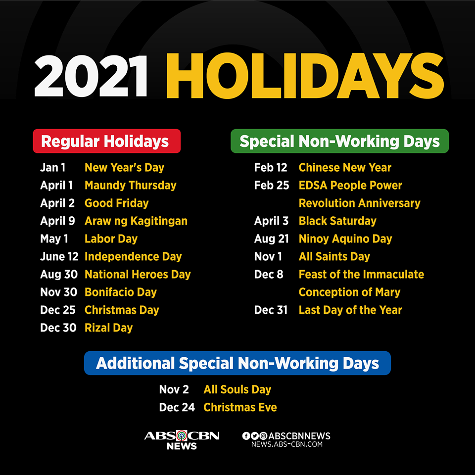 Philippine 2021 Holiday Calendar Calendar Nov 2021