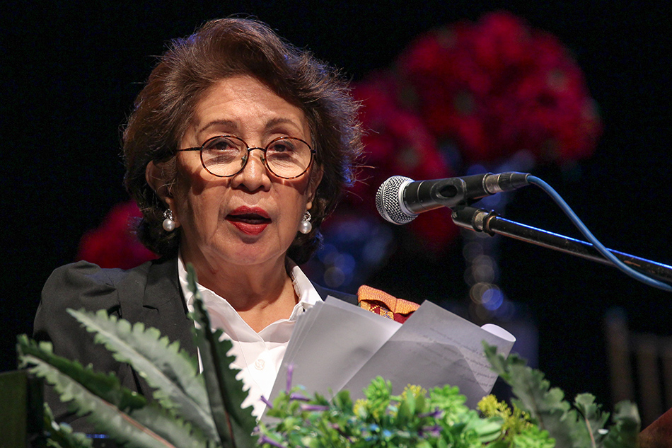 Former Justice Conchita Carpio Morales delivers her speech during the graduation of the University of the Philippines (UP) Economics Graduation rites held at the UP Theater in Diliman Quezon City on June 28, 2019. Jonathan Cellona, ABS-CBN News