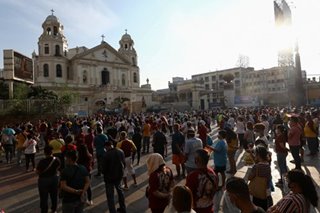 Crowd outside Quiapo Church on a First Friday mass
