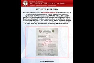 Iloilo hospital warns public vs fake RT-PCR results