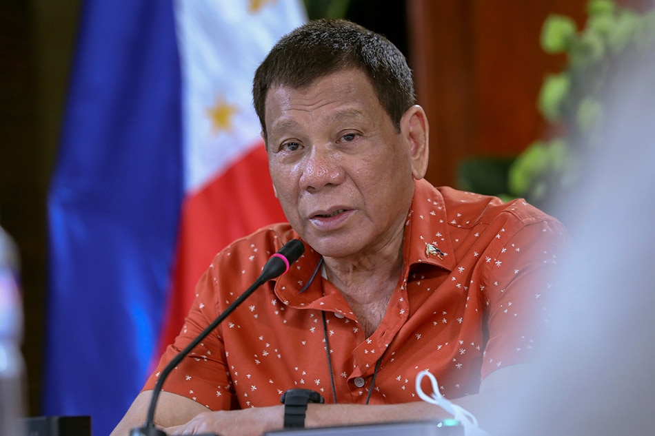 President Rodrigo Duterte records a statement after meeting with the Inter-Agency Task Force on Emerging Infectious Diseases (IATF-EID) at the Malacañang Golf (Malago) Clubhouse in Malacañang Park, Manila, October 19, 2020. Robinson Niñal, Presidential Photo/File