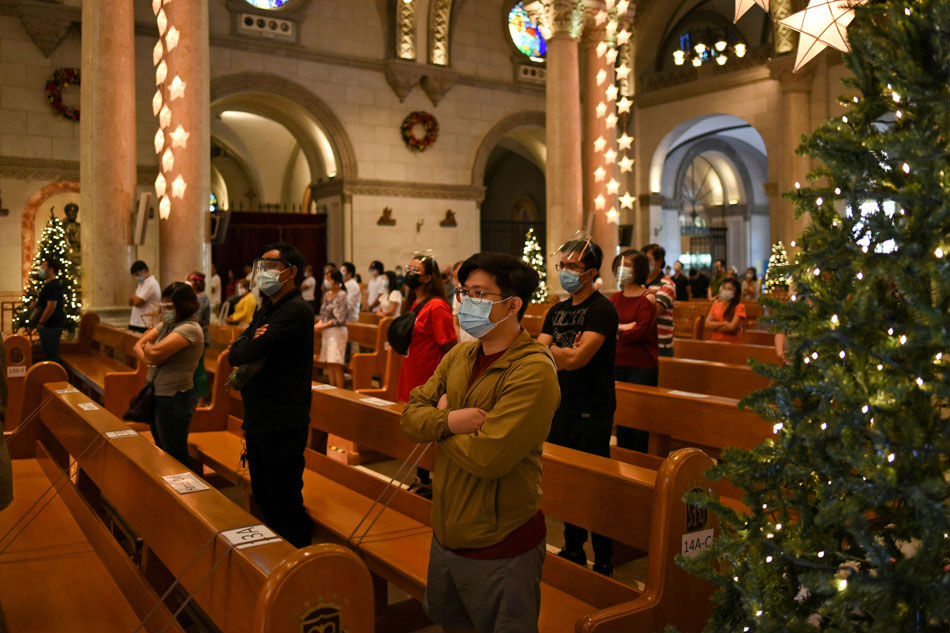 Physically-distanced Christmas mass-goers