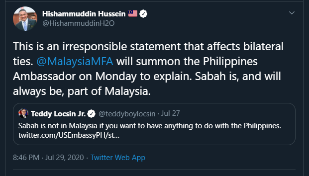 Malaysia to summon PH envoy over Locsin&#39;s &#39;Sabah is not in Malaysia&#39; tweet 1