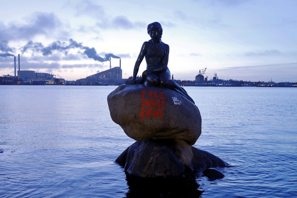 LOOK: Denmark's Little Mermaid vandalized with 'Free Hong Kong ...