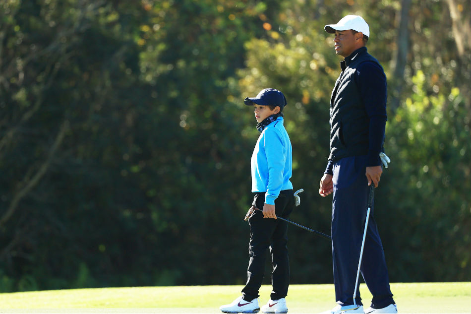 Golf: Tiger and son Charlie four shots back in Orlando team event 1