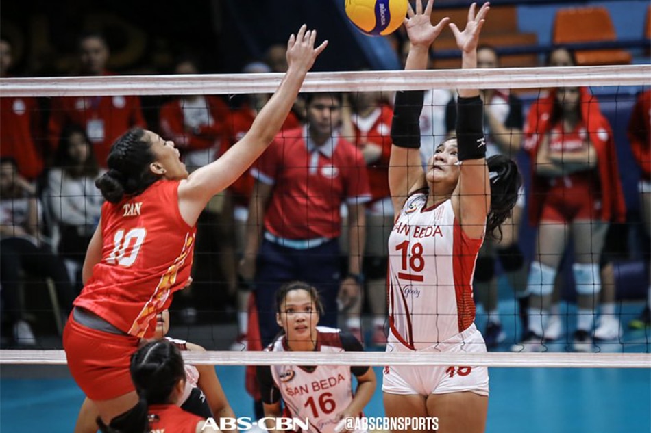 NCAA: Racraquin, Viray take charge for San Beda against Baste in women&#39;s volleyball 1